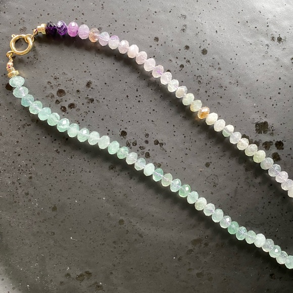 Faceted Rainbow Fluorite Necklace - Picture 7 of 11